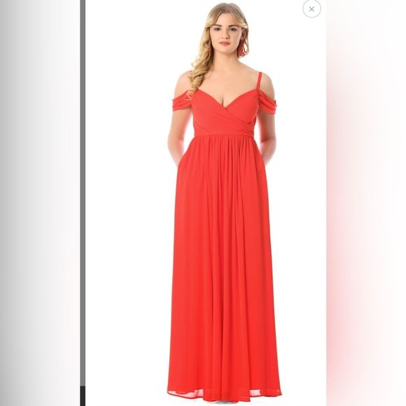 EShakti Sweetheart Neck Chiffon Maxi Dress Off Shoulder Maxi Dress Size Large - Picture 1 of 10
